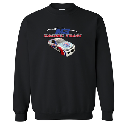 Chandail noir avec voiture de course style nascar et logo M3 Racing team blanc, rouge et bleu.